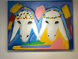 Menashe Kadishman ORIGINAL WORK " sheep" from 1985 - oil on canvas - Imagen 1 de 9