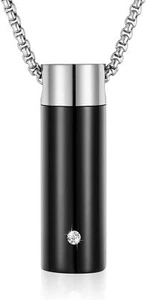 Cylinder Urn Necklace for Ashes Vial Cremation Jewelry for Ashes Stainless Steel - Picture 1 of 7
