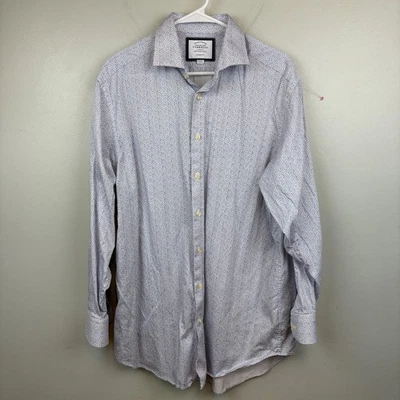 Charles Tyrwhitt Shirt Mens 16.5 34 Blue Floral Classic Fit Cotton Button Down - Image 1 of 4