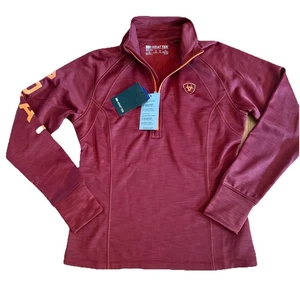 ARIAT NWT LARGE Ladies Tek Team 1/2 Zip Burgundy Sweatshirt Fall Workout RACK - Picture 1 of 9