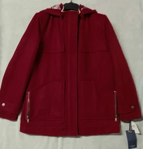 Abrigo con Capucha Tommy Hilfiger Mujer Rojo Mezcla Lana - Mediano - Nuevo con Etiquetas - Imagen 1 de 15