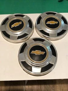 Lot of 3 1973-87 1/2 Ton Chevy K10 C10 Truck Center Hubcaps Dog Dish distress - Picture 1 of 15