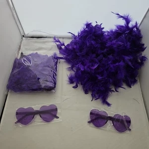 2 x Feather Boa & 2 x Heart-Shaped Glasses Costume Party accessories - Picture 1 of 3