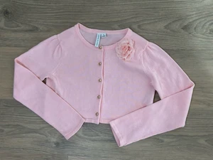 Janie And Jack Girls Pink Cropped Cardigan Knit Sweater with Flower  - Size 10 - Picture 1 of 4