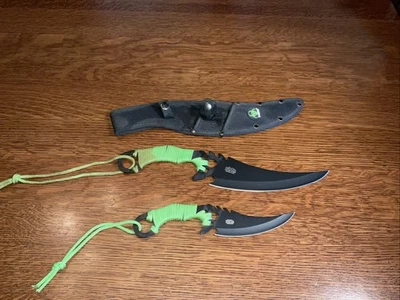 Cuchillo de hoja fija Z-Hunter de 5” y 7” mango envuelto con cordón verde con funda ZB-128-2 Foto 1 de 4