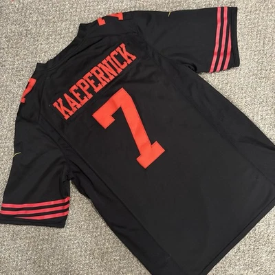 旧金山 49 人队 Kaepernick #7 球衣黑色红色男式大号耐克 NFL 足球 — 第 1/4 张图片