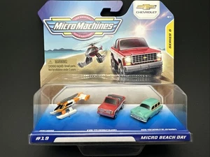 Micro Machines 3 Car Set Beach Day Blazer Bel Air Wagon Chopper Series 5 #19 4+ - Picture 1 of 6