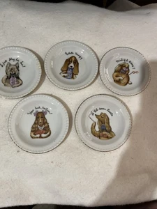 Vintage Ardalt Lenwile Porzellan Untersetzer Welpen Hunde 5er Set/#6197/handbemalt - Bild 1 von 12