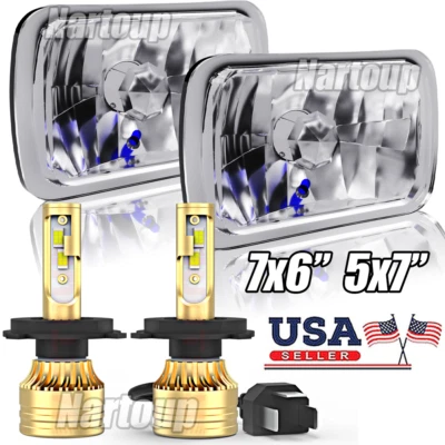 Pair 7x6'' 5x7'' LED Headlights DRL For 1982-1993 Chevy S10 Blazer GMC S15 Foto 1 de 4