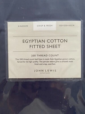 John Lewis 100% Egyptian Cotton Kingsize Fitted Sheet. BNWT - Image 1 of 4