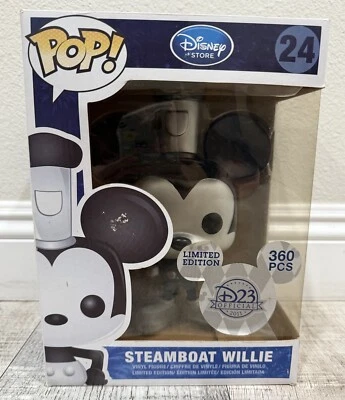 Disney Store Funko Pop 9" Steamboat Willie #24 D23 Edición Limitada 360 Piezas Foto 1 de 4