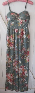 Band of The Free Green Floral Sleeveless Jumper Spaghetti Straps Women's Sz Sm. - Picture 1 of 9