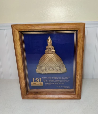 Notre Dame 150th Year Anniversary Framed Golden Gold Dome Plaque Miller Studio Cover