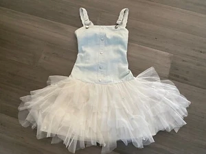 BISCOTTI * Girl's Suspender Tutu Dress * Light Blue/Cream * fits 12 14 16 - Picture 1 of 11