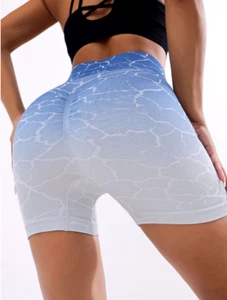 Women Workout Biker Shorts Tummy Control High Waisted 3D Print Gym Shorts - Picture 1 of 7