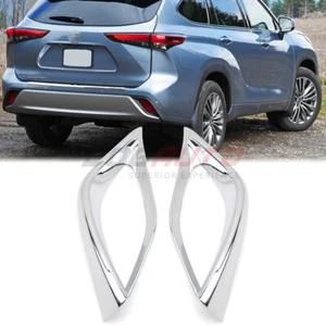 For Toyota Highlander XU70 2020+ Rear Bumper Fog Light Cover Chrome Frame Trim - Picture 1 of 10