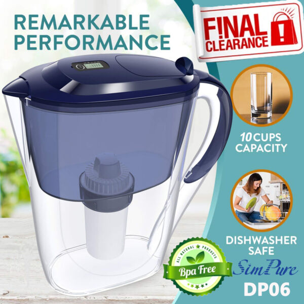 Water Pitcher Jug 3.5L with Filters BPA Free 15 Cup Drinking Filtration SimpureÂ®