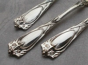 *RAR* Cubiertos de pescado de lujo diseño Art Nouveau en plata 800 F.Bahner alrededor de 1900 - Imagen 1 de 12
