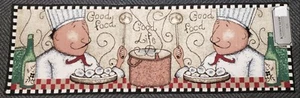 LONG PRINTED NYLON FLOOR RUNNER (20"x60") 2 FAT CHEFS, GOOD FOOD, GOOD LIFE, AH - Picture 1 of 12