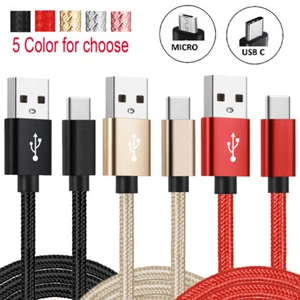 1M/2M/3M Câble de charge rapide en nylon Micro-USB Type C USB-C pour Samsung LG - Zdjęcie 1 z 13