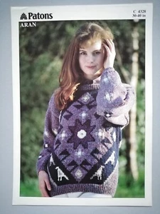 LADIES ABSTRACT SWEATER - 3 sizes 76-102cm 10ply - PATONS Knitting Pattern 4328 - Picture 1 of 3