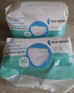 100 Stück OP-Maske EUMEPRO DIN EN 14683 Typ IIR medizinische Gesichtsmaske *NEU* - Bild 1 von 4