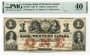 1859 $1 Bank of Western Canada, Clifton - Extremely Fine, PMG EF40 - Picture 1 of 2