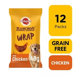 More details for 12 x 40g pedigree ranchos wrap grain free dog treats chicken &amp; chopped hide