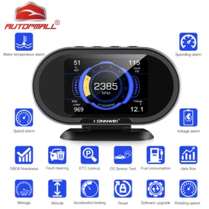 Car OBD2 HUD Digital Speedo Speedometer ECT Gauge EOBD Engine Fault Code Scanner - Picture 1 of 12