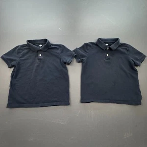 Old Navy Polo Shirt Kids Boys Small 6-7 Stretch Cotton Navy Blue School Lot Of 2 - Picture 1 of 12