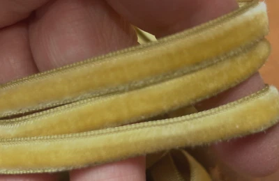vintage velvet ribbon rayon 1/4" gold 1yd made in France - Image 1 of 4