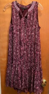 NEW White House Black Market Raspberry Floral Sleeveless Chiffon Tiered Dress SM - Picture 1 of 7