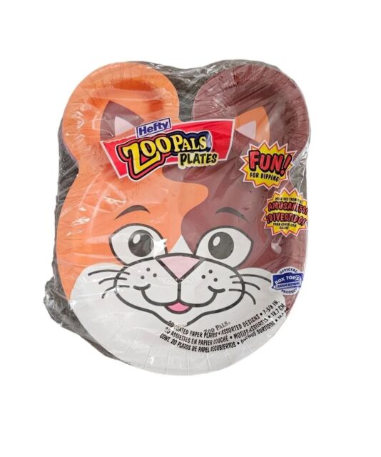  Hefty Zoo Pals Party Edition Paper Plates for Kids, Assorted  Animal Designs, 7.75 Inches with Two Dipping Compartments, 20 Count : Home  & Kitchen