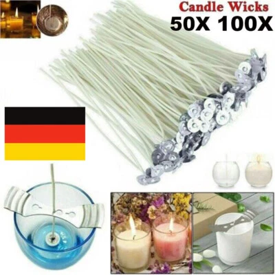 50/100Stk Docht Mit Fuß Kerzendocht Flachdocht Kerzendochte-Gewachst 10/15/20cm" - Bild 1 von 4