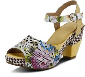 L’Artiste by Spring Step Womens Jivvi Ankle Strap Sandal - Yellow Multi, 41M NEW - Picture 1 of 5