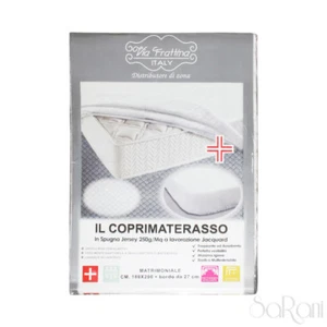 Coprimaterasso Spugna Jacquard Matrimoniale Singolo Elastico con Angoli Bianco - Imagen 1 de 5