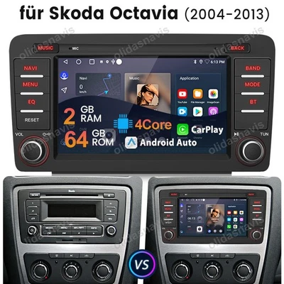 Für Skoda Octavia 2004-2013 Android Auto Autoradio GPS Carplay NaVI WIFI BT 64GB - Bild 1 von 4