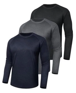 3 Pack Long Sleeve Shirts for Men - Dry Fit Moisture Wicking UV Sun Protection - Picture 1 of 6