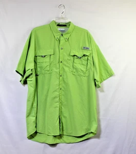 Columbia Bahama PFG Camicia Uomo XXL 2XL Omni Shade Verde Manica Corta Pesca - Foto 1 di 9