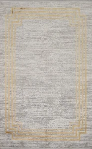 Bordered Design Oriental Gray & Gold Sophisticated Modern Rug 5x7 Ft Bedroom Rug - Picture 1 of 12