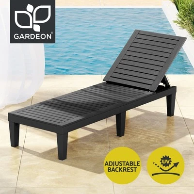 Gardeon Sun Lounge Adjustable Recliner Patio Outdoor Furniture Lightweight Black - image 1 of 4