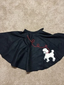 VTG Handmade Black Felt Poodle Skirt Waist 22” x Length 22” Zip Closure - Picture 1 of 8
