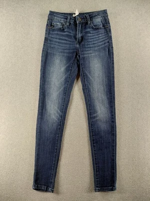 Pantalones de mezclilla para mujer KanCan talla 3/25 azul estilo pierna recta elásticos tiro bajo Foto 1 de 4