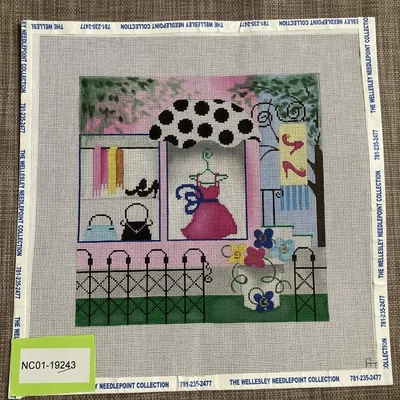 Handpainted Needlepoint Canvas | Dress Shop | **Must Read Description** - Image 1 of 4