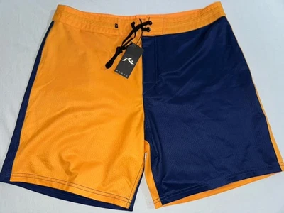 Rusty Mens Size 36 Yellow/Blue Swim Board Shorts 17” MSRP $58 - Image 1 of 4