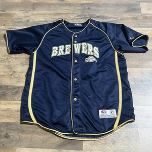 MLB Milwaukee Brewers True Fan Jersey Mens Size M Medium Blue - Picture 1 of 8