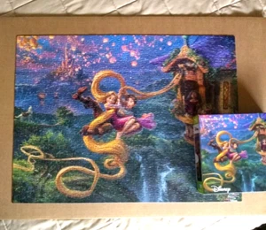 Disney TANGLED UP IN LOVE 750 Pc Thomas Kinkade Puzzle COMPLETE Rapunzel Flynn - Picture 1 of 14