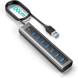 7 Port USB Hub Adapter USB 3.0 Aluminium Hub Expander 5V/3A Type-C für PC-Laptop - Bild 1 von 8