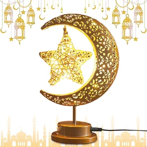 Moon Lamp, Ramadan Decorations for Home, Eid Mubarak Decor, Crescent Moon Star L - Picture 1 of 12