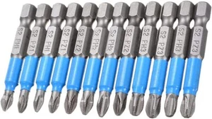 12Pcs Magnetic Phillips Pozidriv Screwdriver Bit Set 1/4 Inch Hex Shank Phillips - Picture 1 of 3
